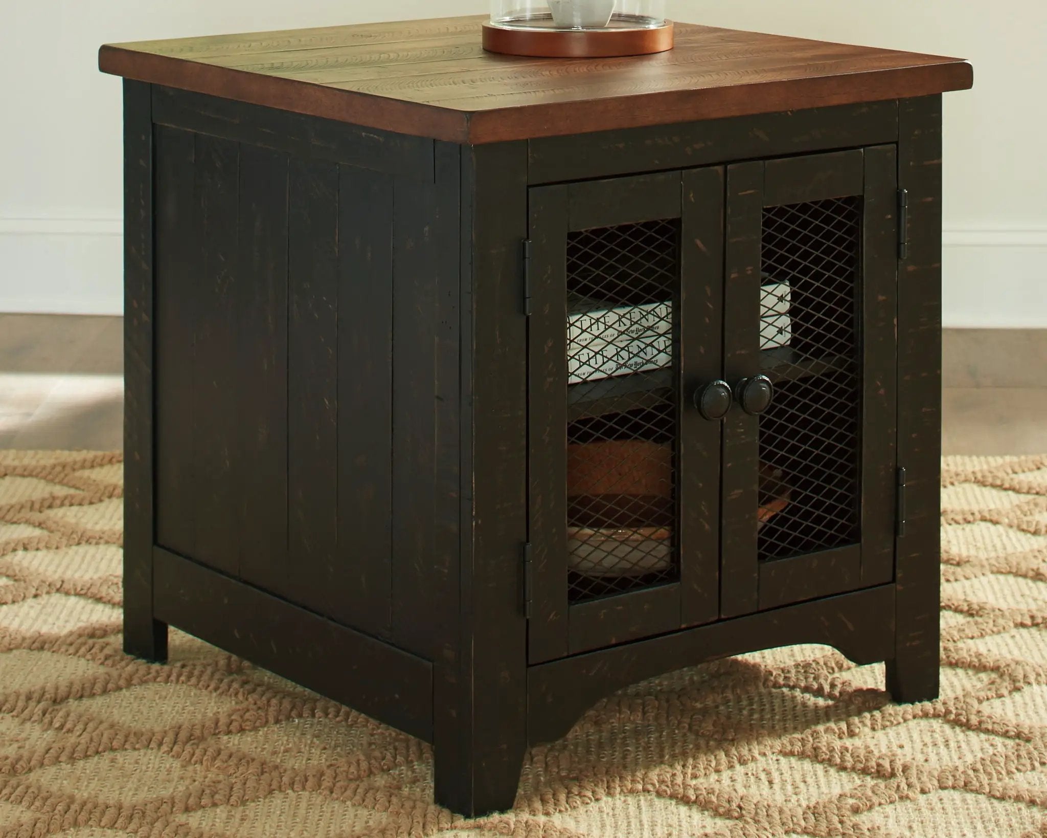 Valebeck - Rectangular End Table - Black / Brown by Unique Piece Furniture