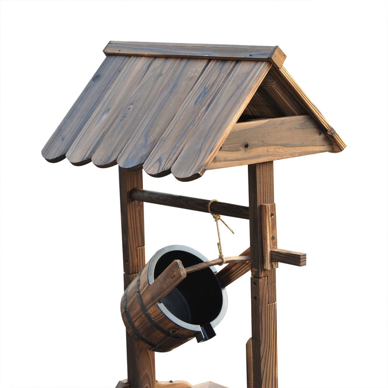 Carbonized Wood Wishing Well Outdoor Fountain 44 Inch, photo 9 of 9