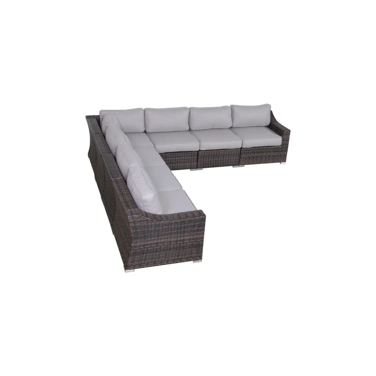 Contemporary Outdoor Rattan Wicker Sectional Seating Group With Cushions by HouseOfZazla