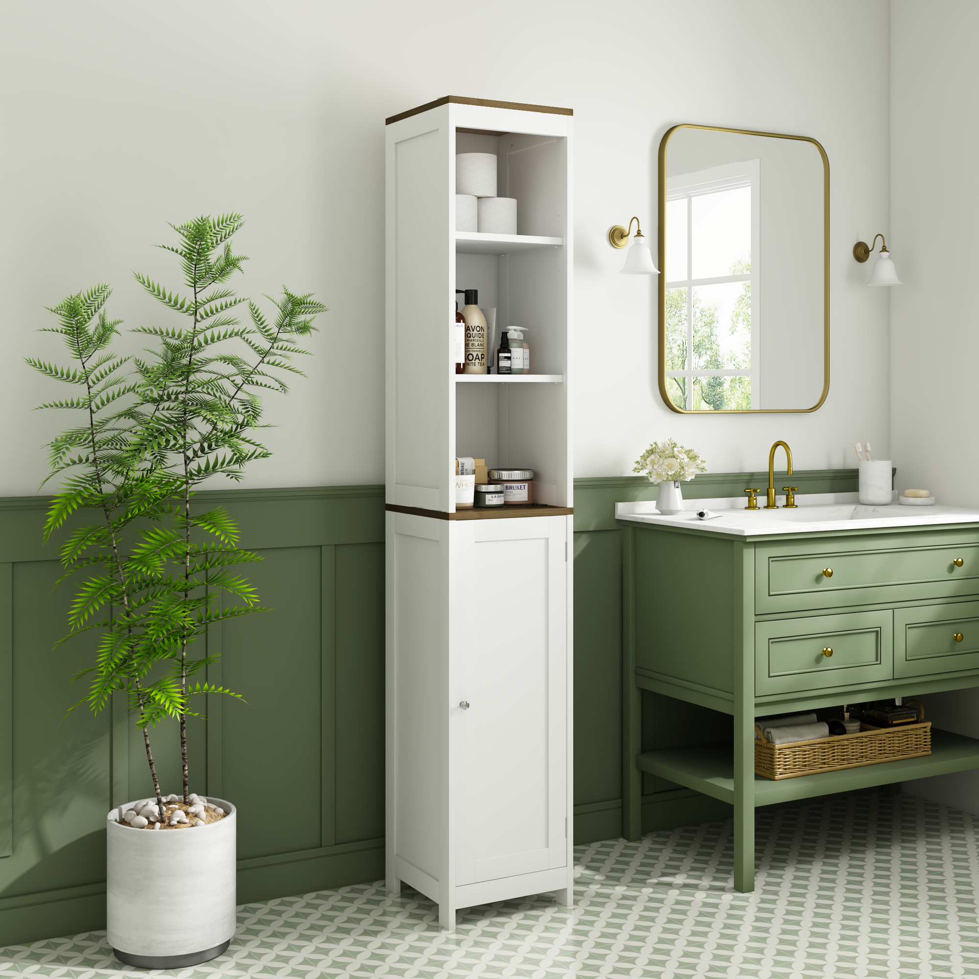 Tall Bathroom Storage Cabinet with Reversible Door by HouseOfZazla