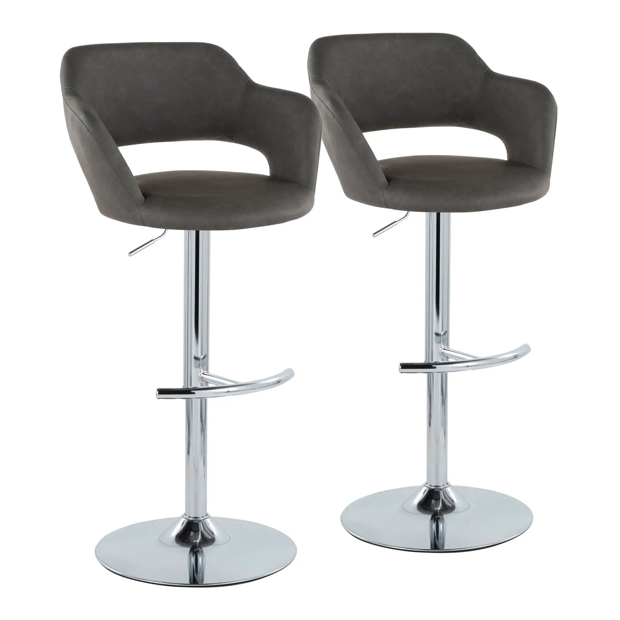 Margarite - Contemporary Ajustable Barstool With Swivel With Rounded T Footrest (Set of 2) by Unique Piece Furniture