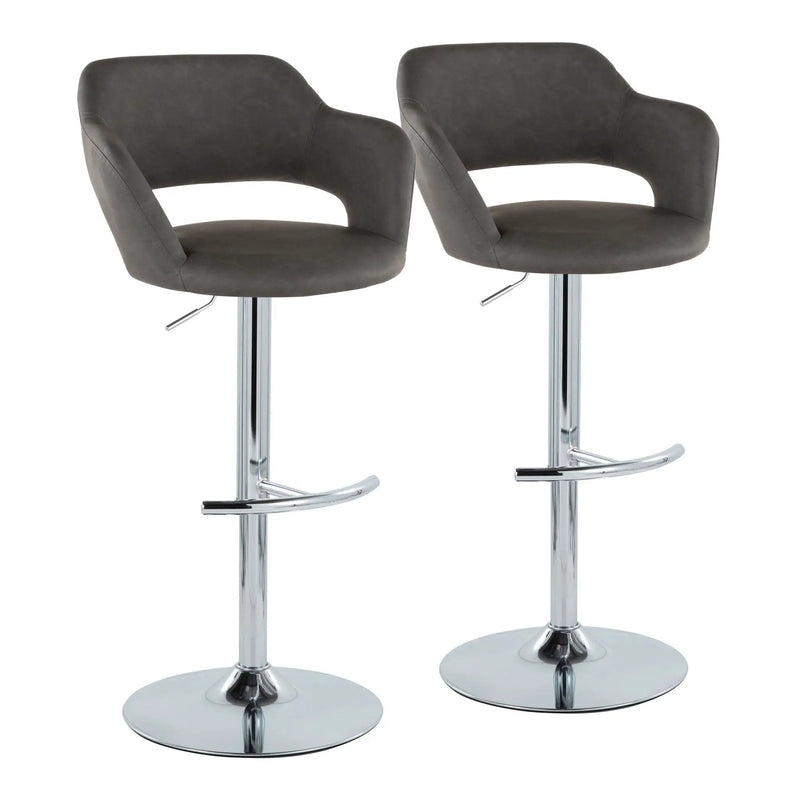 Margarite - Contemporary Ajustable Barstool With Swivel With Rounded T Footrest (Set of 2) by Unique Piece Furniture