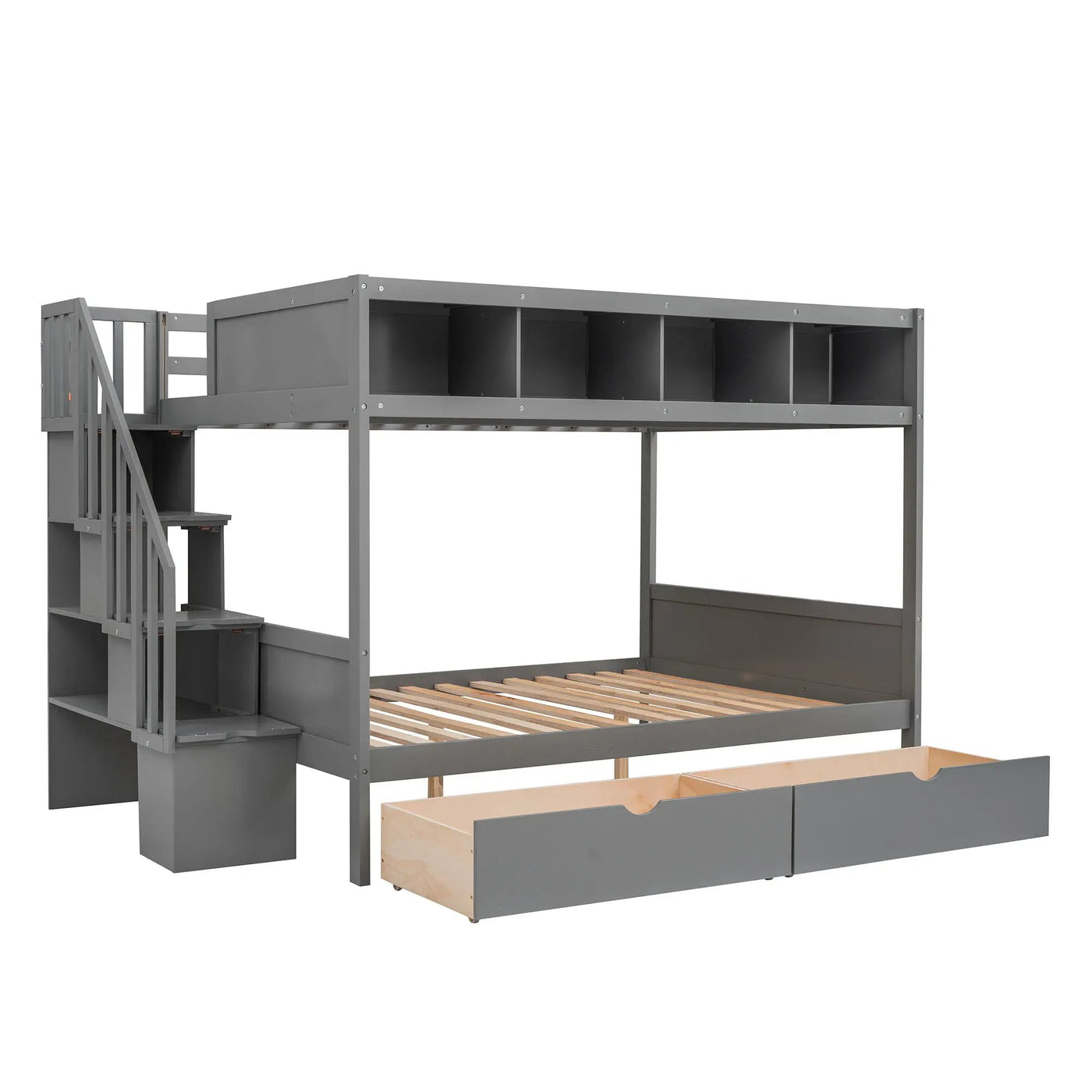 Bunk Bed With Shelfs, Storage Staircase And 2 Drawers by Unique Piece Furniture