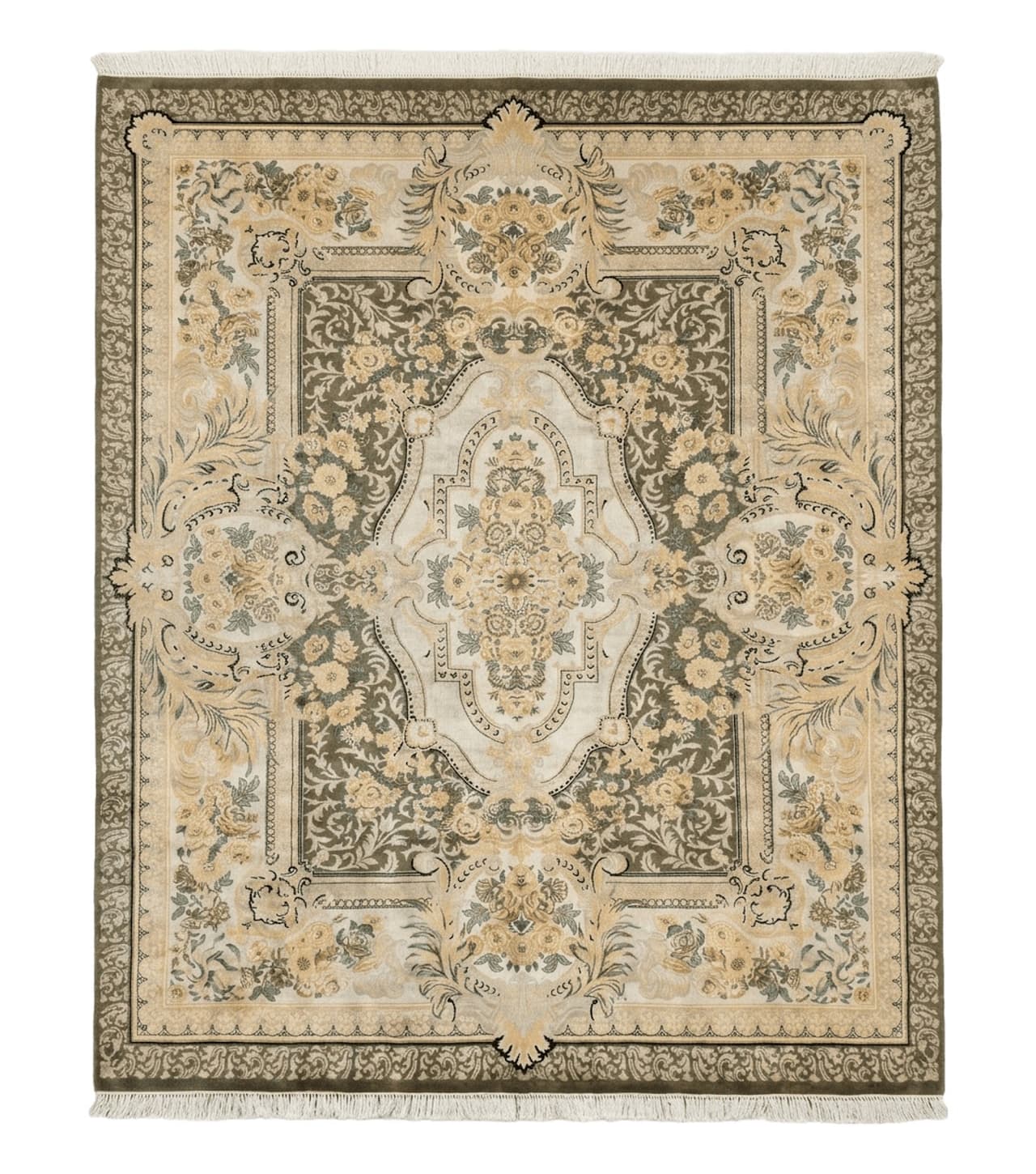 Aubusson Rug 8x10, Very Fine 225 KPSI, Floral, French European Design, Pakistani Carpet by Jewel Rugs