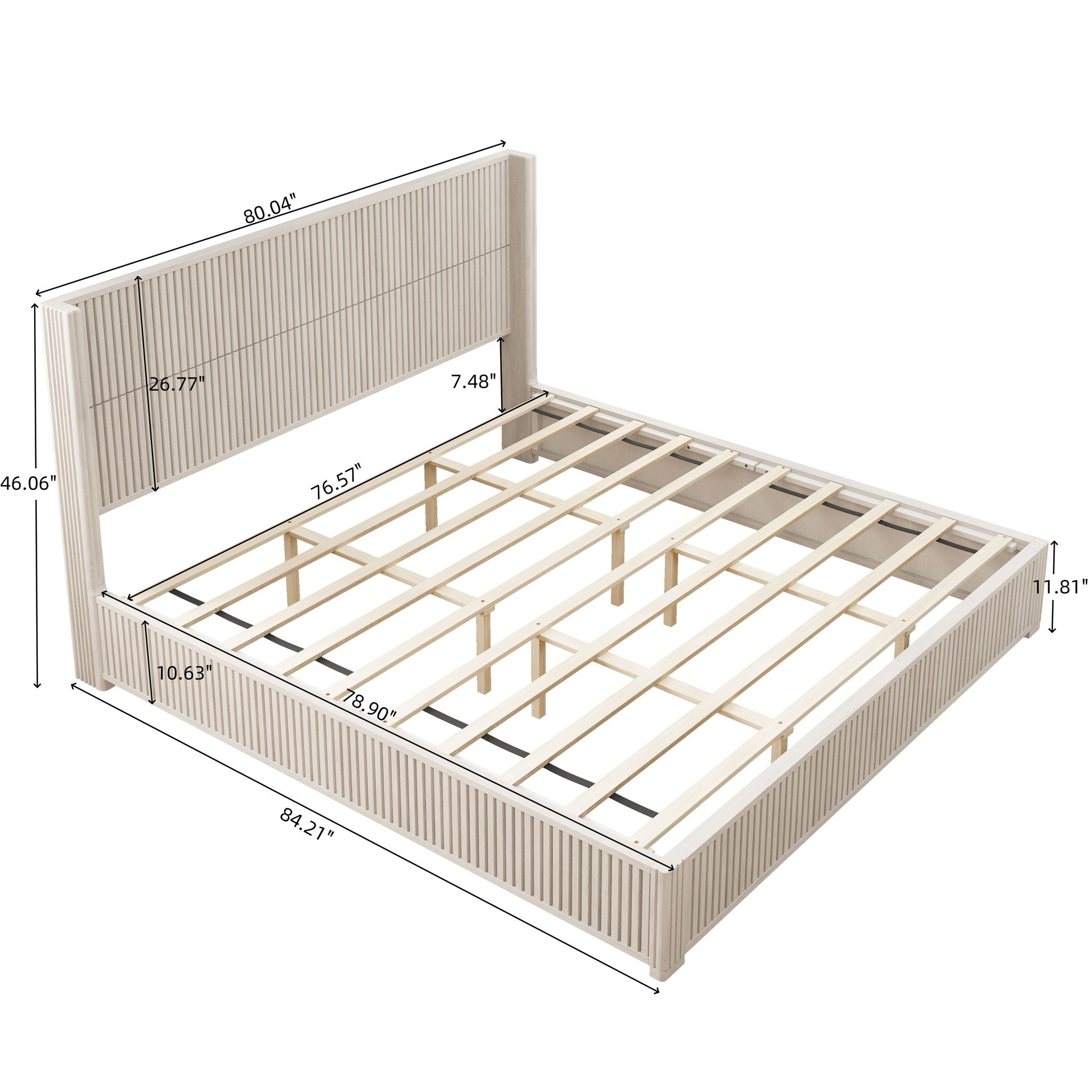 Platform Bed Frame With Headboard, Floor Standing Design by HouseOfZazla