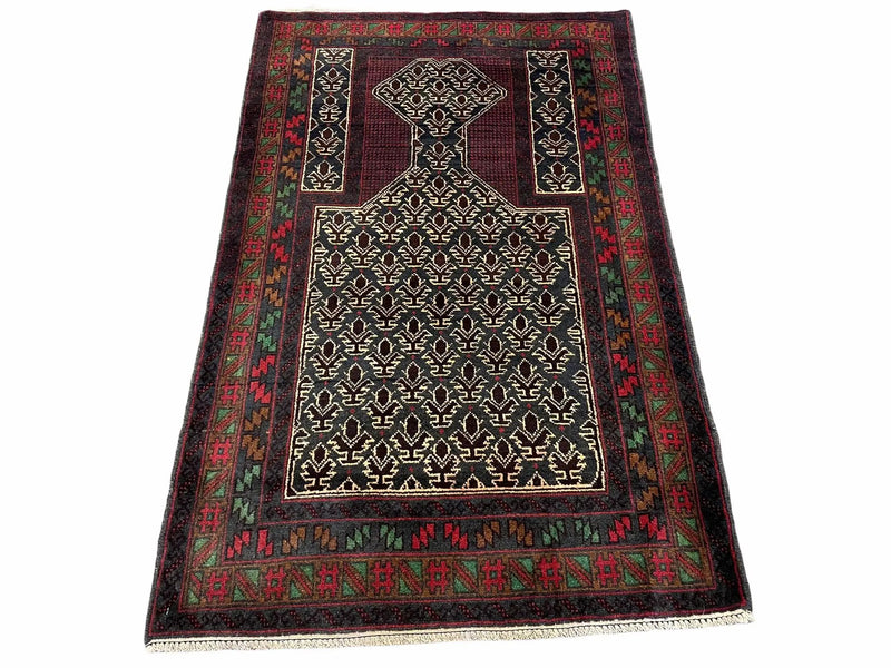 3x5 New Vintage Handmade Wool Rug Tribal Balouch Turkoman Prayer Rug Veggie Dyes by Jewel Rugs