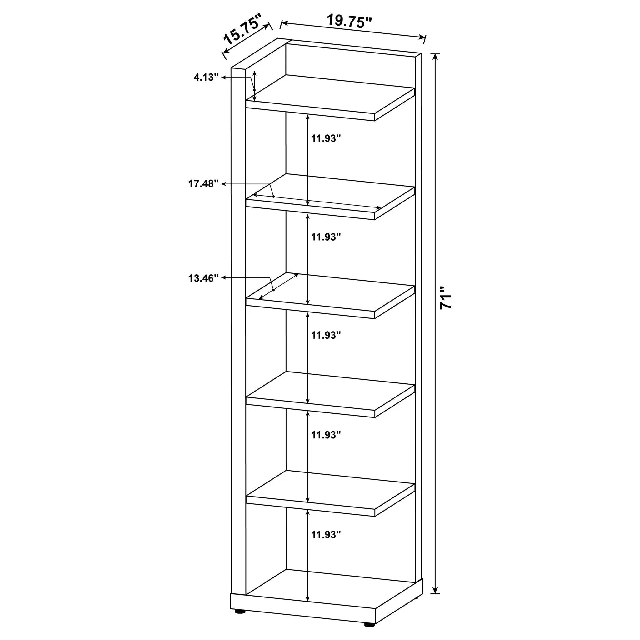 6 Tier Corner Bookcase - Cappuccino by HouseOfZazla