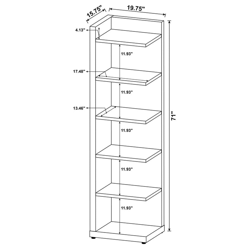 6 Tier Corner Bookcase - Cappuccino by HouseOfZazla