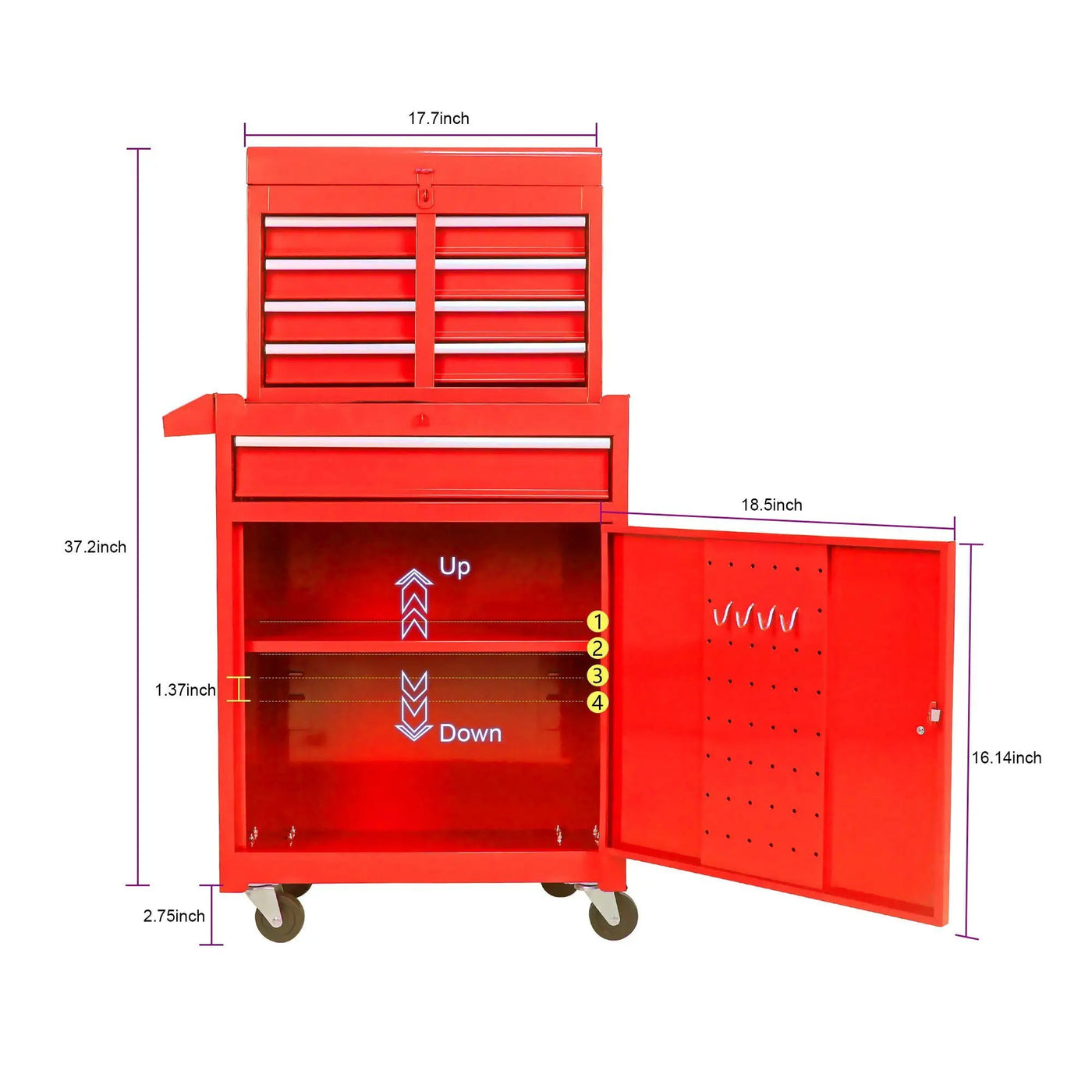 High Capacity Rolling Tool Chest With Wheels And Drawers, Storage Cabinet by HouseOfZazla