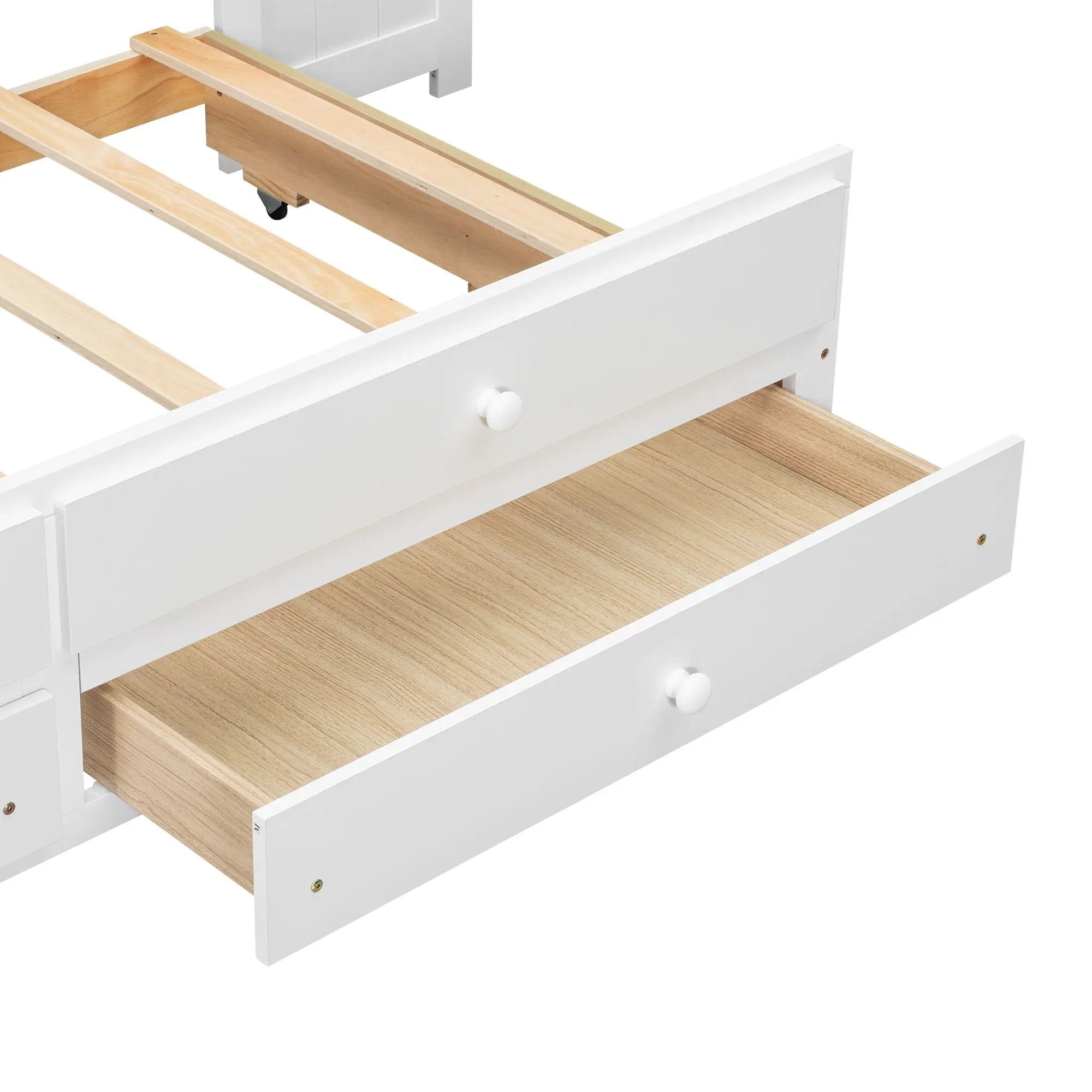 Daybed With Storage Shelves, Drawers, Trundle, Charging Station, LED Light, Desk And Cabinet by HouseOfZazla