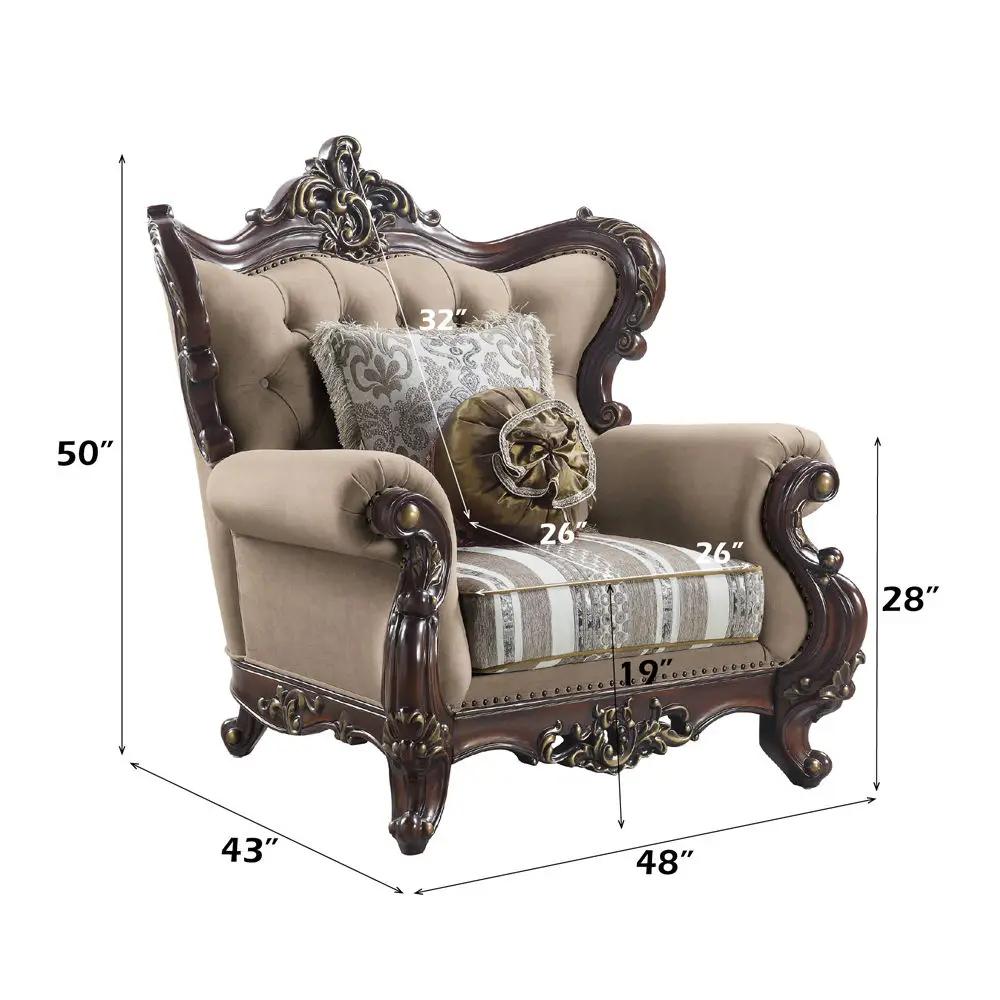 Ragnar - Chair With 2 Pillows - Light Brown Linen & Cherry by Unique Piece Furniture