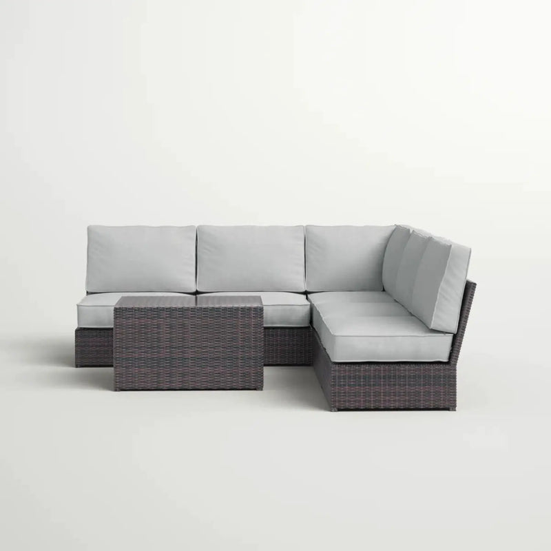 Modular 4 Person Outdoor Seating Group With Cushions - Espresso by HouseOfZazla