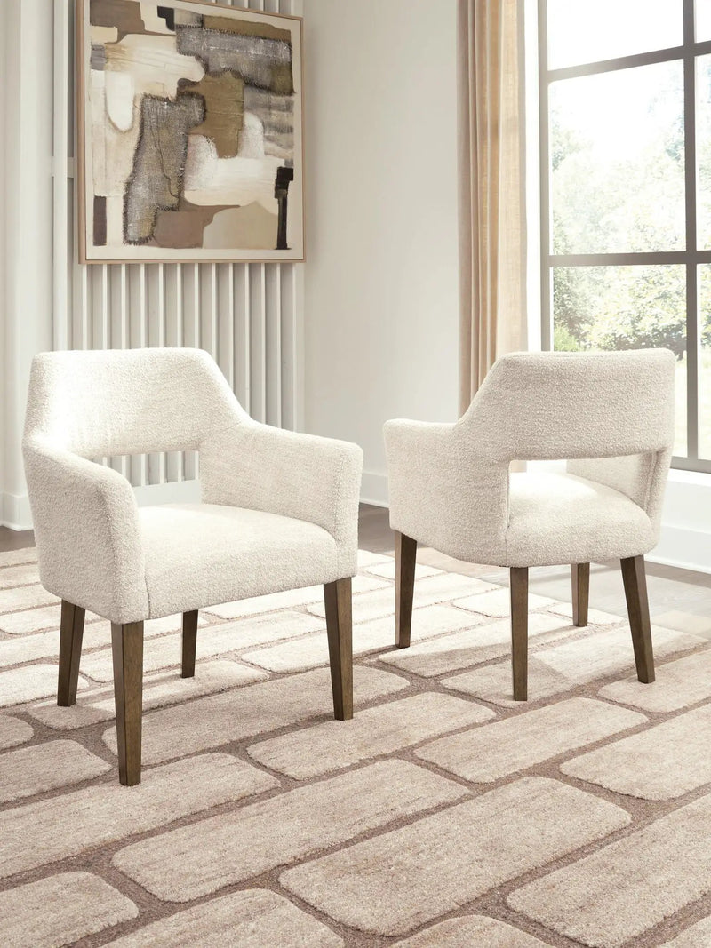 Marxmore - Dining Upholstered Arm Chair (Set of 2) - Beige / Brown by Unique Piece Furniture
