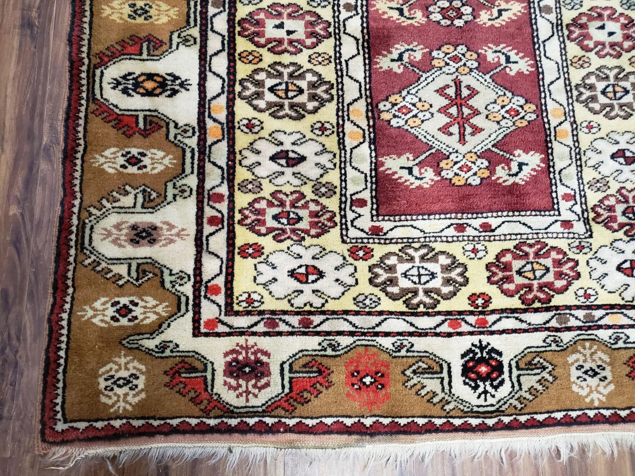 Turkish Caucasian Rug 4x7, Wool Turkish Talish Carpet, Geometric Rug by Jewel Rugs
