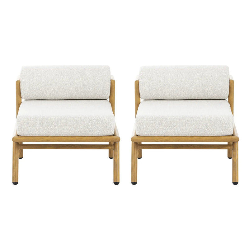 La Fiora Outdoor Patio Iron Club Chair (Set of 2) - Off White / Teak by HouseOfZazla