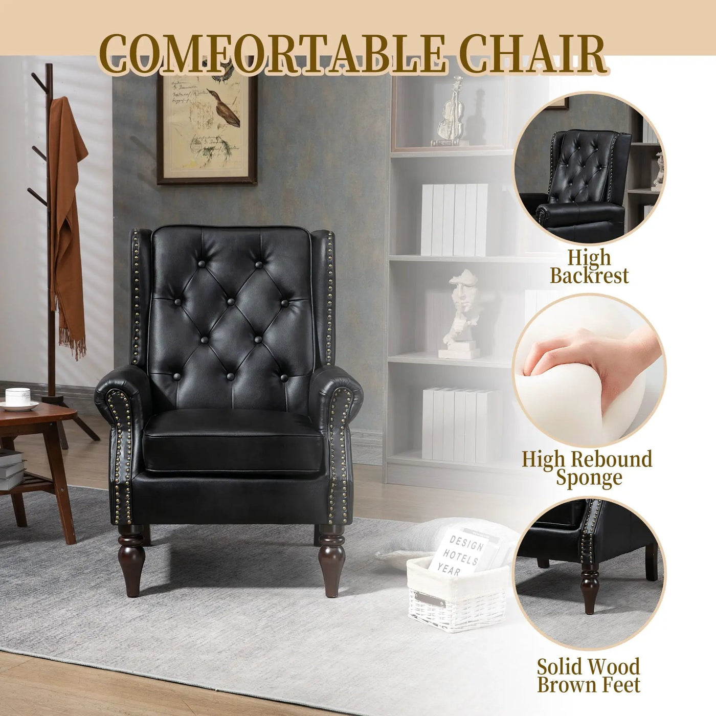 Modern Accent Armchair With Sturdy Wood Legs by Unique Piece Furniture