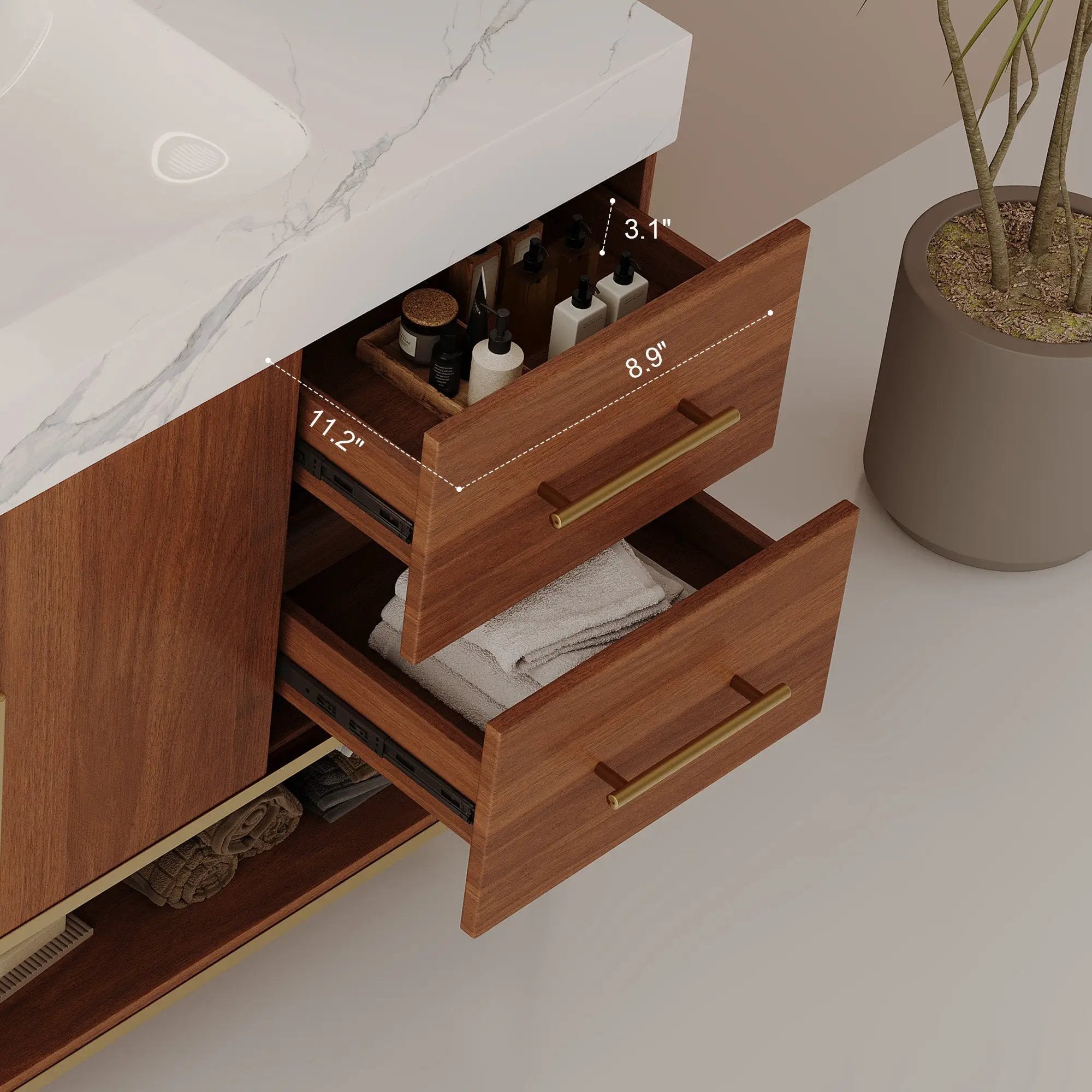 36" Modern Free-Standing Bathroom Vanity with Seamless Ceramic Sink by HouseOfZazla