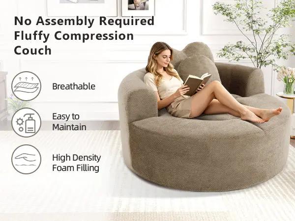 Round Sofa Bed with Memory Foam Sectional Couch for Living Room by HouseOfZazla