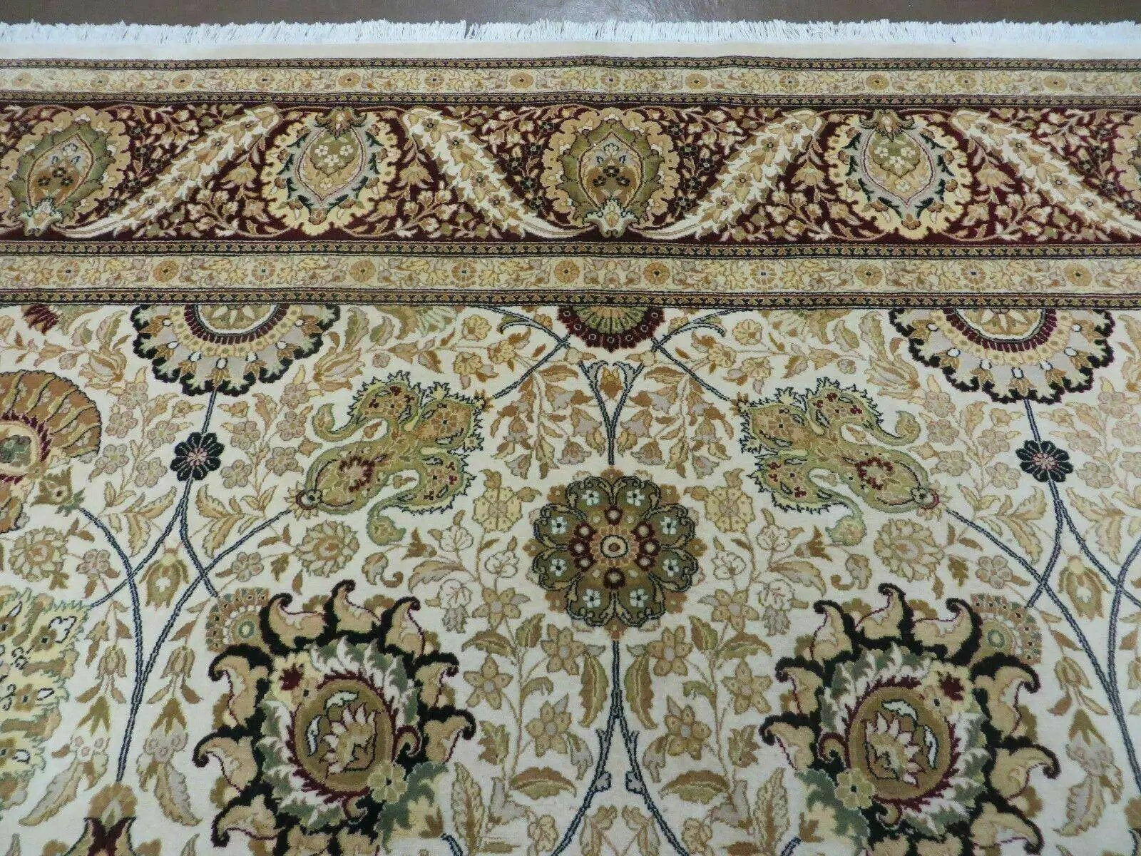 9' X 12' Vintage Handmade Wool Rug Pakistani Floral Design Nice Vegetable Dye by Jewel Rugs