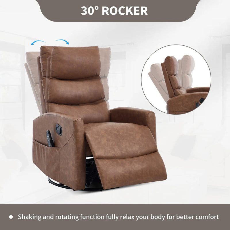 Heat Massage Manual Recliner Chair with Rocker and Swivel by HouseOfZazla