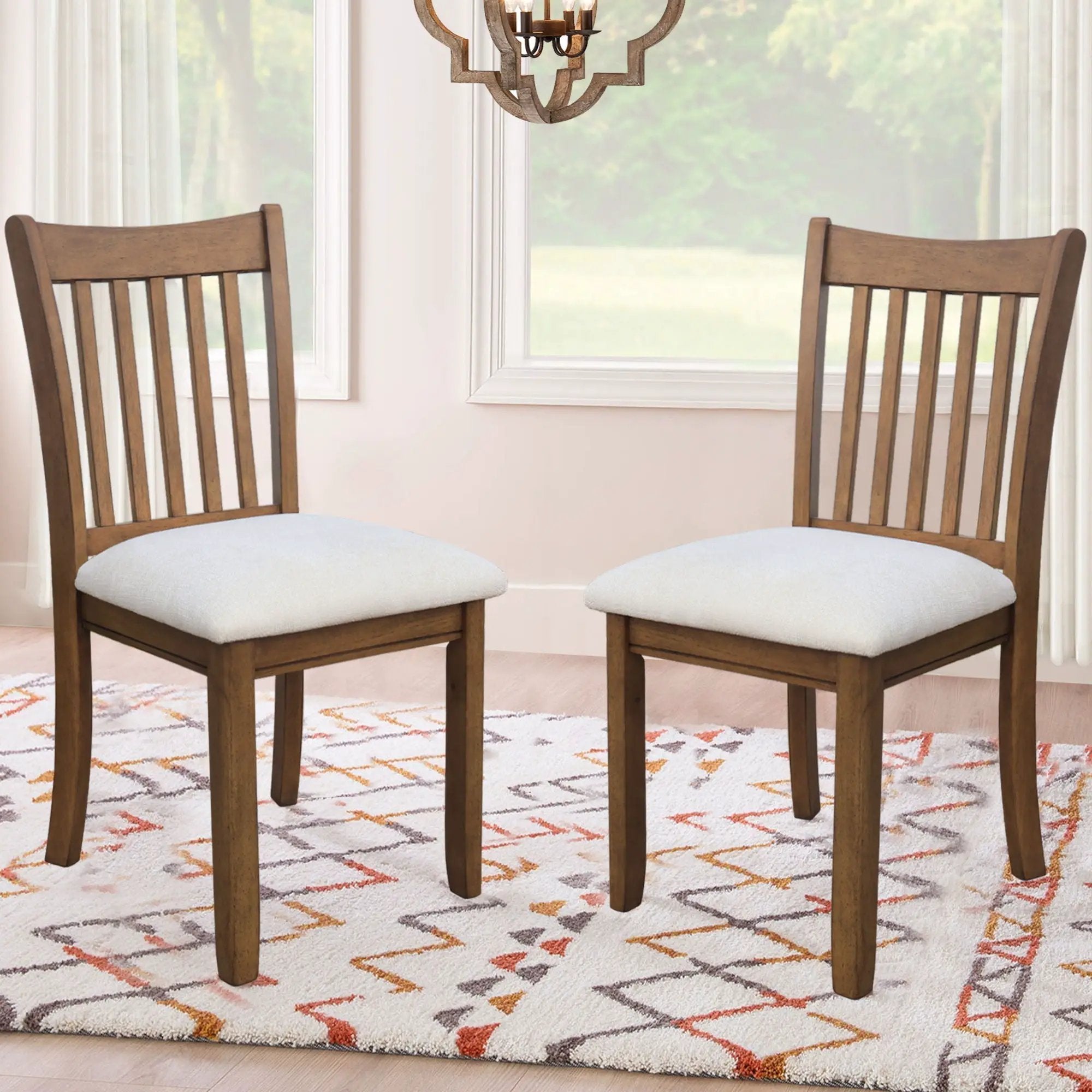 Modern Dining Chair, Wooden Back, Cushion Seats (Set of 2) by HouseOfZazla