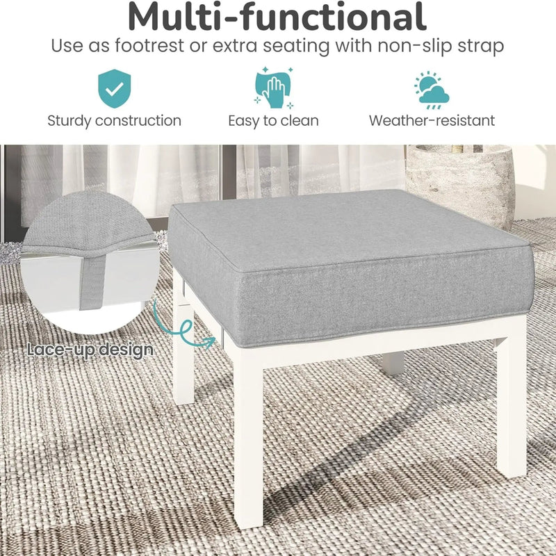 Patio Ottomans With Cushions, All-Weather Footrests (Set of 2) by HouseOfZazla