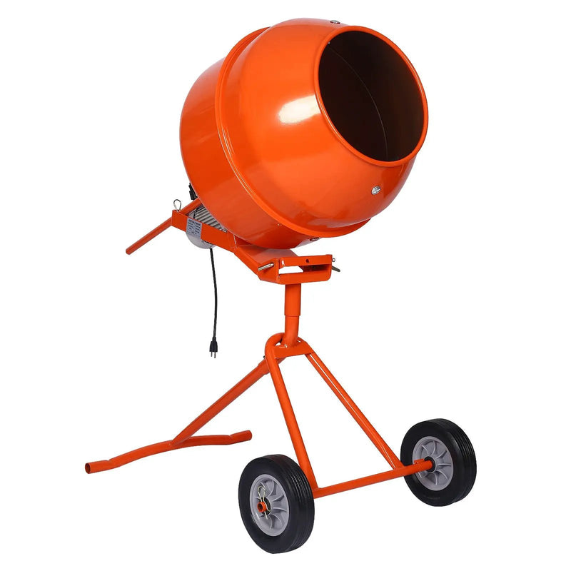 Portable Concrete Mixer With Etl Certificated Copper Motor, Electric Cement Mixer, 5.0 Cu. Ft. - Orange by HouseOfZazla