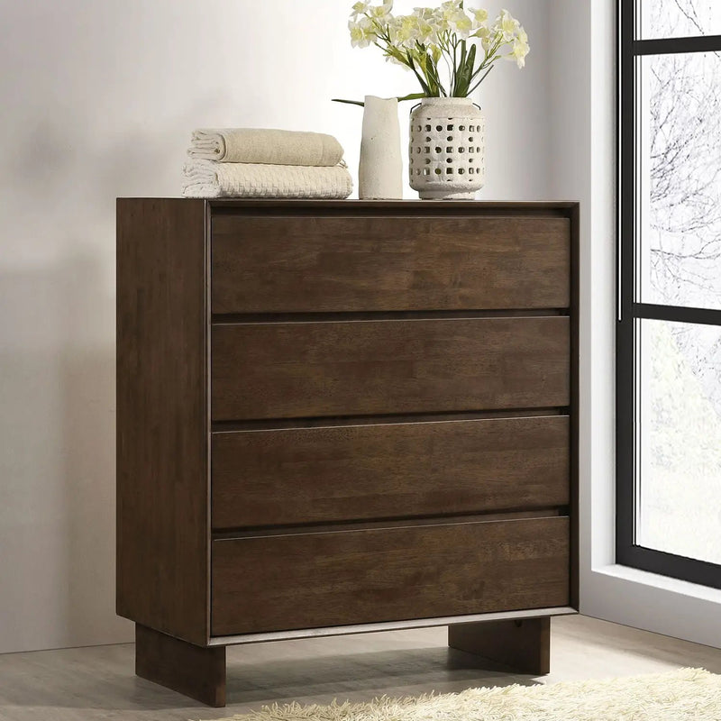Hemlock - 4 Drawer Chest Of Drawers - Dark Brown by HouseOfZazla