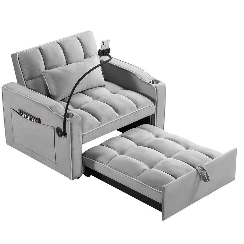 Convertible Sleeper Chair Sofa Bed Adjustable Pull Out Sleeper Chair Bed Multi-Pockets Folding Sofa Bed For Living Room Bedroom Small Space, 3 In 1 Sofa Bed by HouseOfZazla