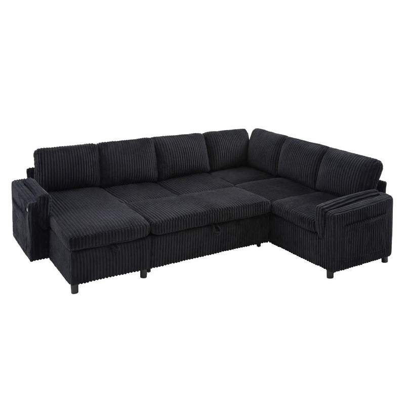 Convertible U-Shaped Sectional Sofa Bed With USB Ports And Storage by HouseOfZazla