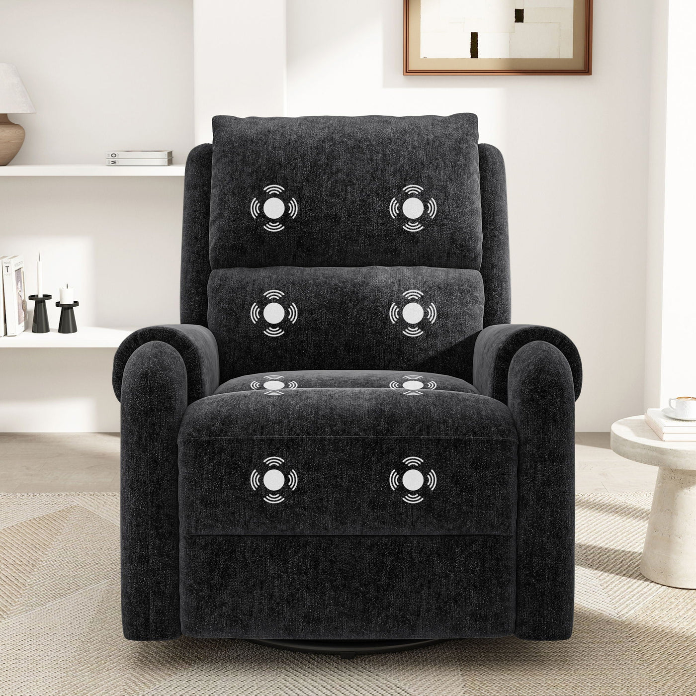 Manual Recliner Massage Chair With Swivel Rocker, 8 Massage Modes, Side Storage Pocket by Unique Piece Furniture