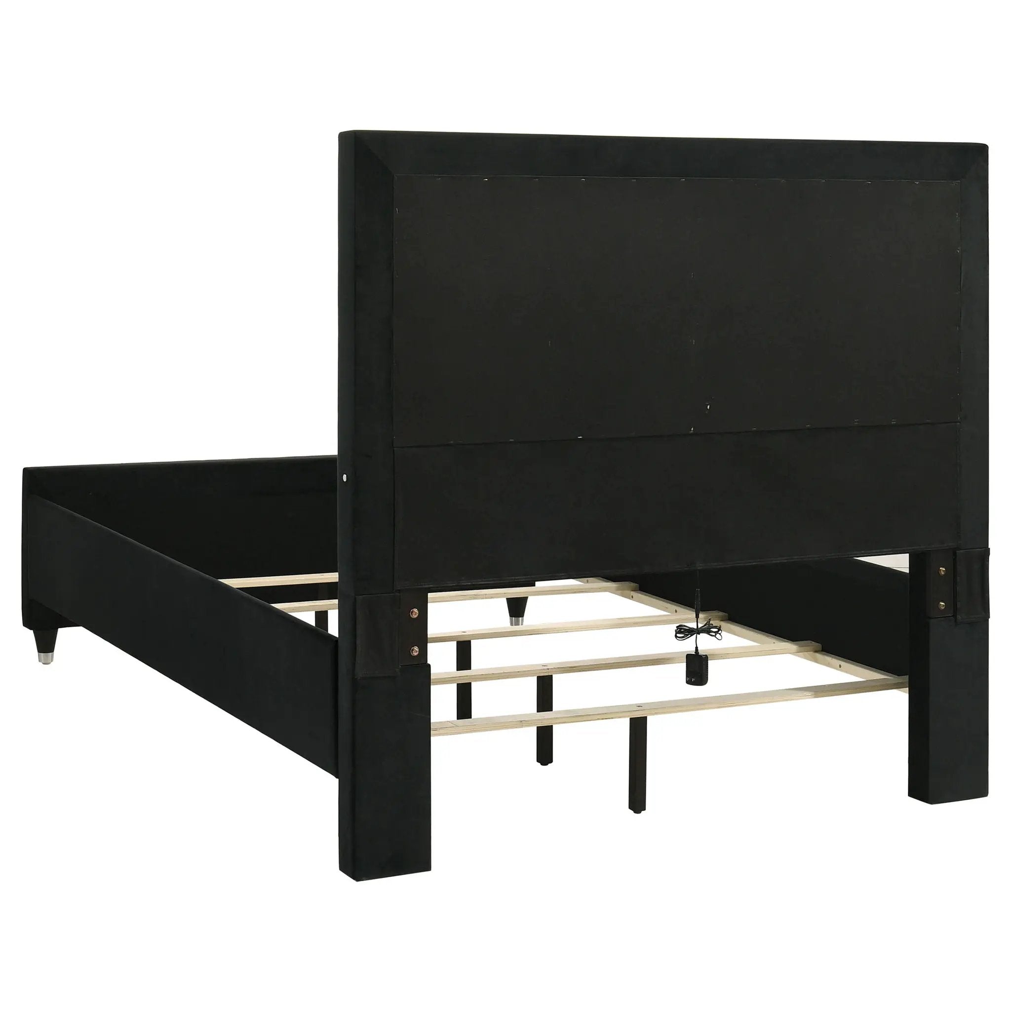 Ravenne 5-piece Velvet Upholstered Queen LED Bedroom Set Black by Unique Piece Furniture