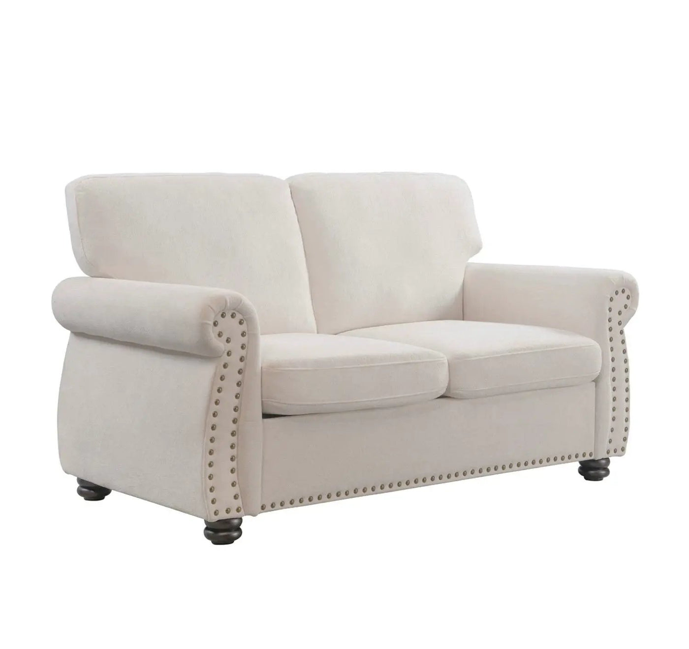 Soft Loveseat, Upholstered 2 Seater Couch, Loose Back Cushions And Turned Legs by Unique Piece Furniture