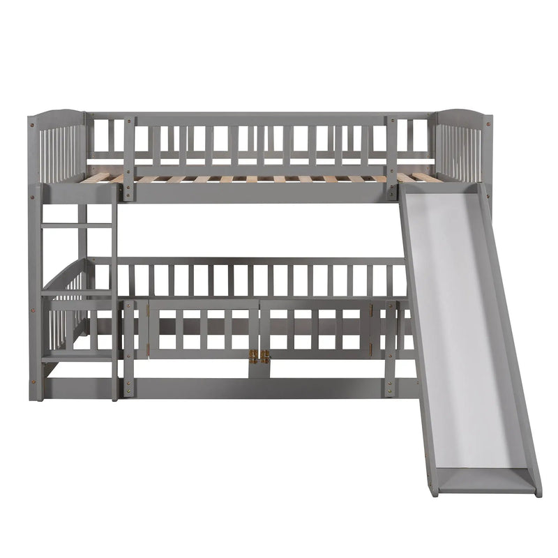 Low Bunk Bed With Slide, Fence And Ladder by Unique Piece Furniture