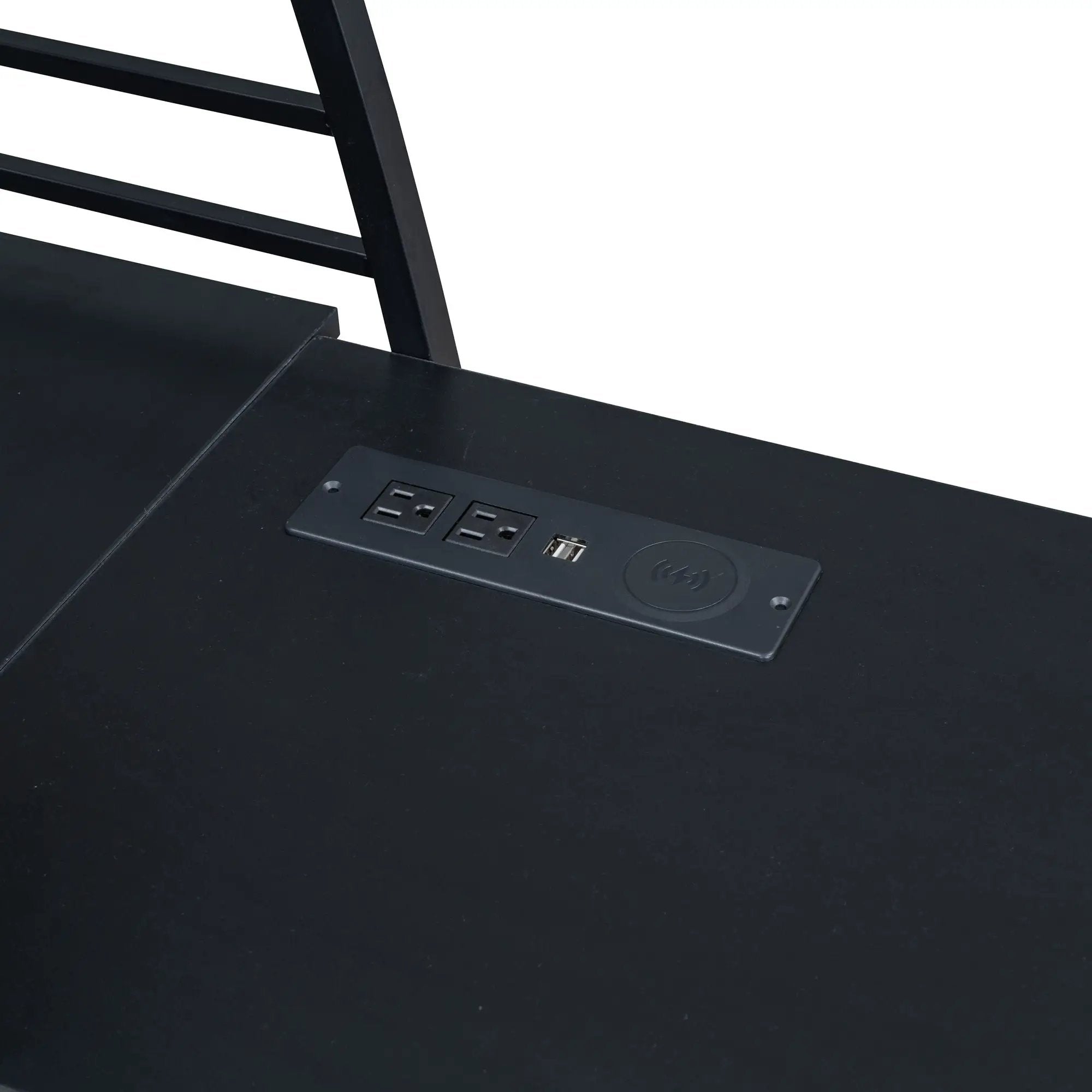 Loft Bed With 4 Layers Of Shelves And L-Shaped Desk, Stylish Metal Frame Bed With A Set Of Sockets, USB Ports And And Wireless Charging by HouseOfZazla