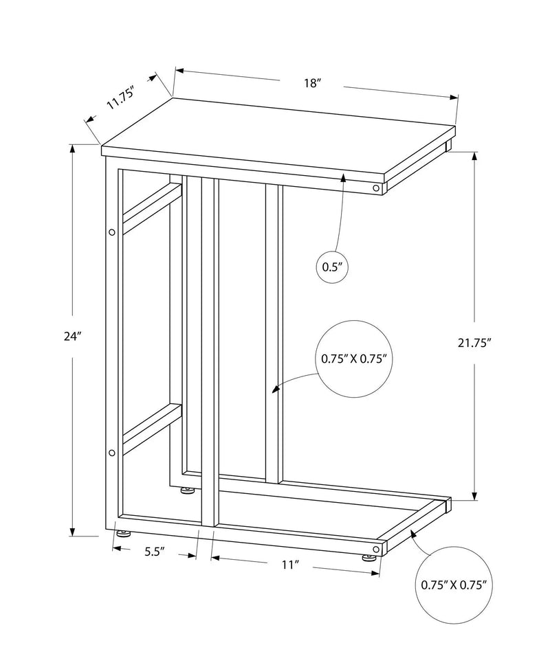 Accent Table, C - Shaped, Contemporary & Modern, Versatile Use by Unique Piece Furniture