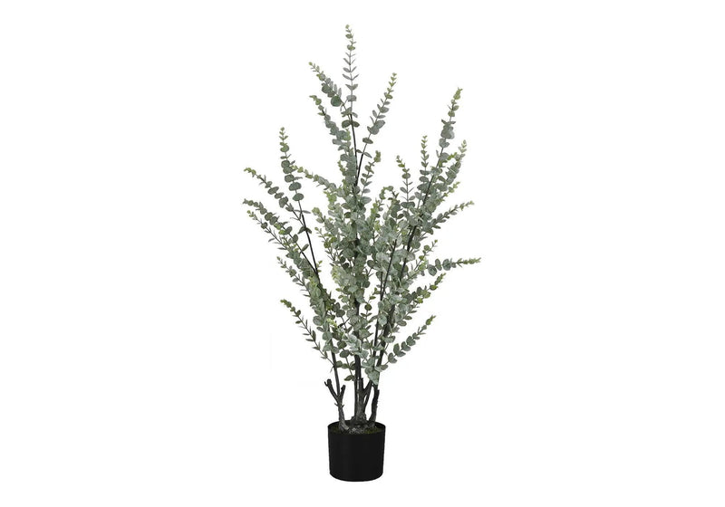 44" Tall Artificial Eucalyptus Plant with Black Pot by HouseOfZazla