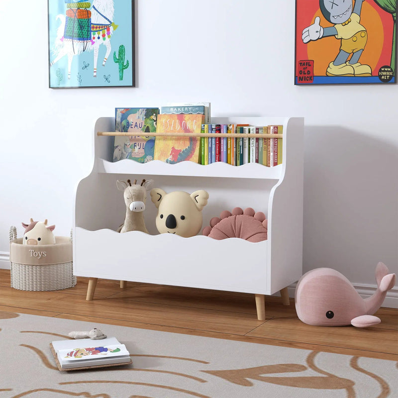 Kids Bookcase, Children Book Organizer Toy Storage Cabinet - White by Unique Piece Furniture