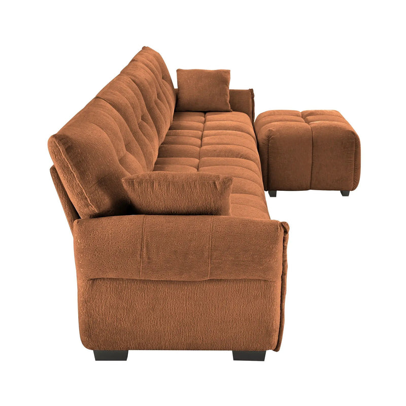Sofa Set With Ottoman And Pillows, Textured, High Resilience Cushions by HouseOfZazla