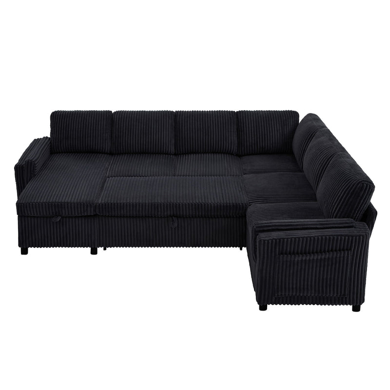 Convertible U-Shaped Sectional Sofa Bed With USB Ports And Storage by HouseOfZazla