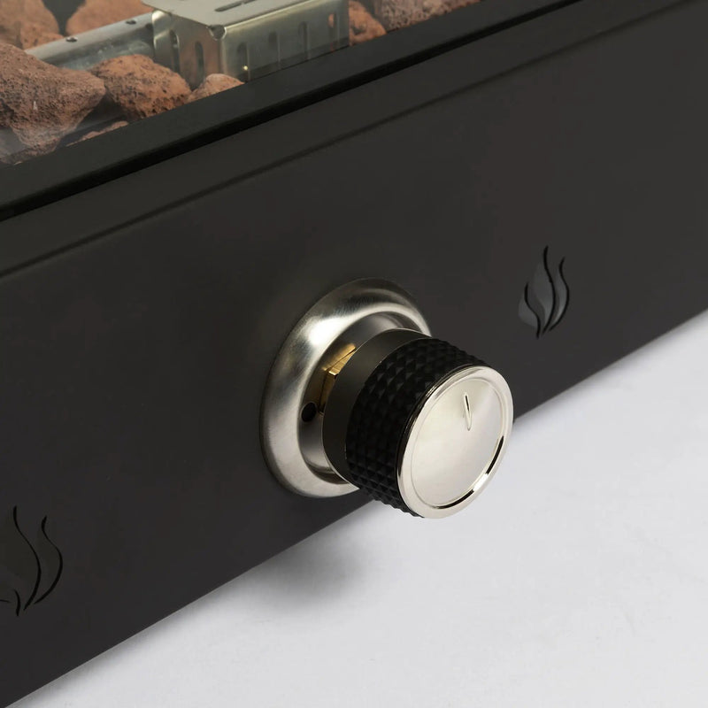 Tabletop, Propane Gas Fire Pit With Quick Connect Joint, Glass Wind Guard And Lava Rock, Outdoor, Portable - Black by HouseOfZazla