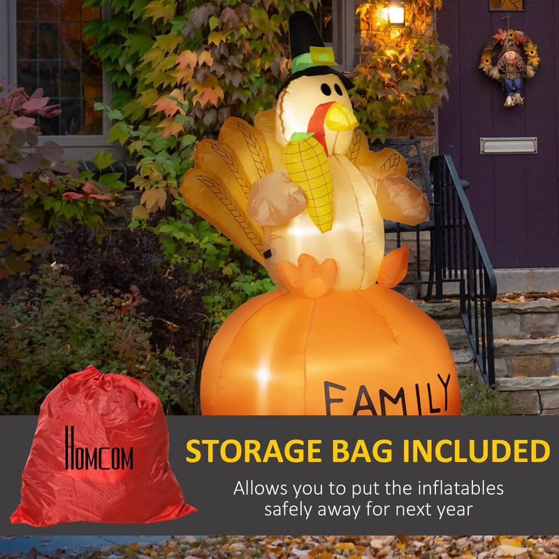 Homcom 4.9ft Inflatable Thanksgiving Decoration Turkey by HouseOfZazla