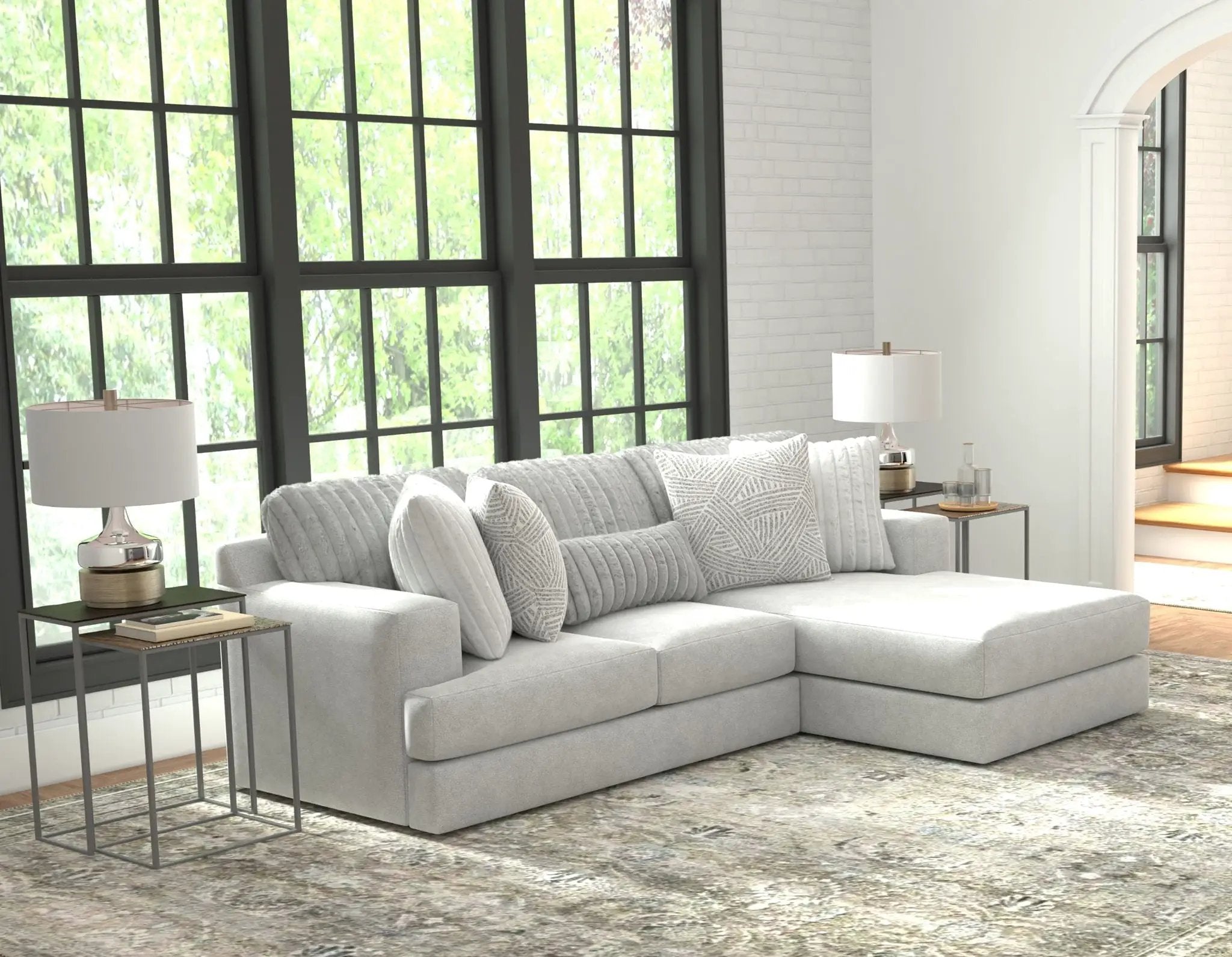 Logan - Upholstered Sectional With Comfort Coil Seating And Accent Pillows Included by Unique Piece Furniture