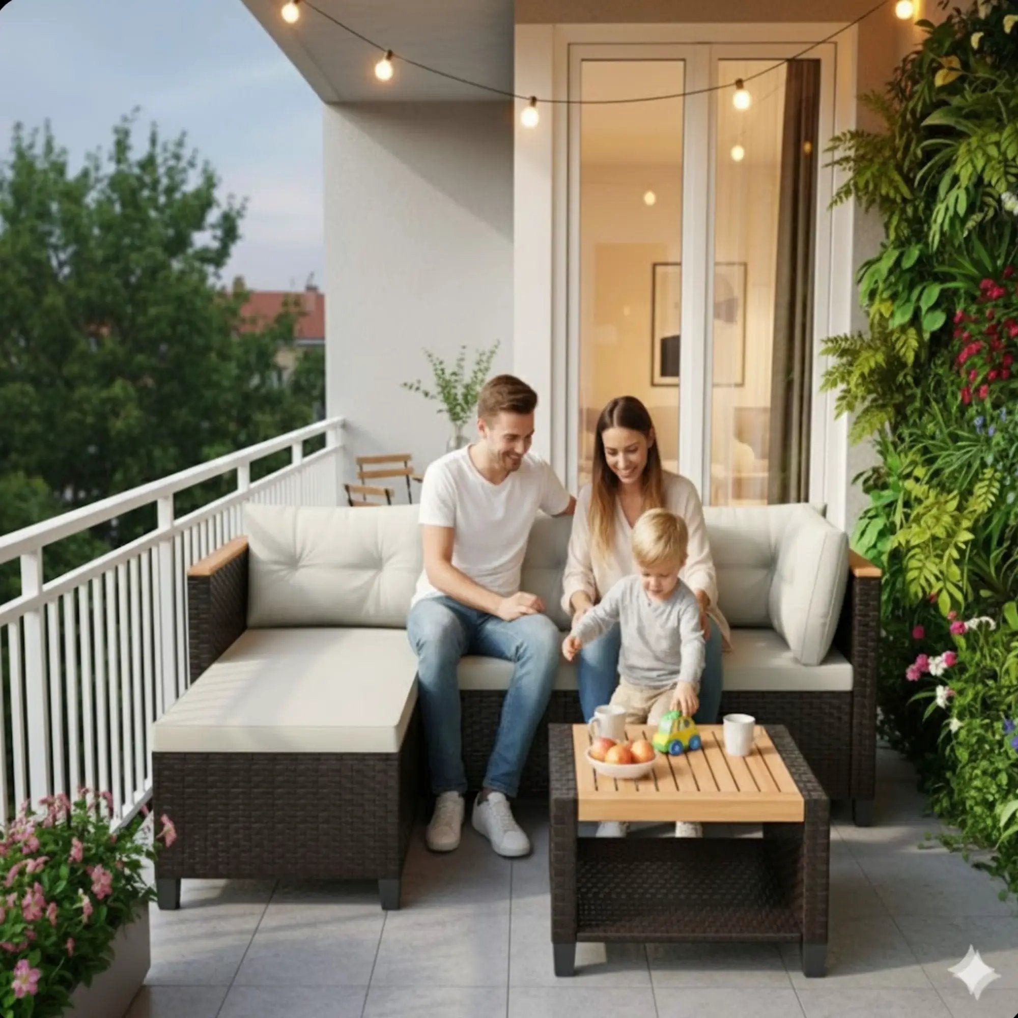L-Shaped Patio Set With Cushions And Storage Table by HouseOfZazla