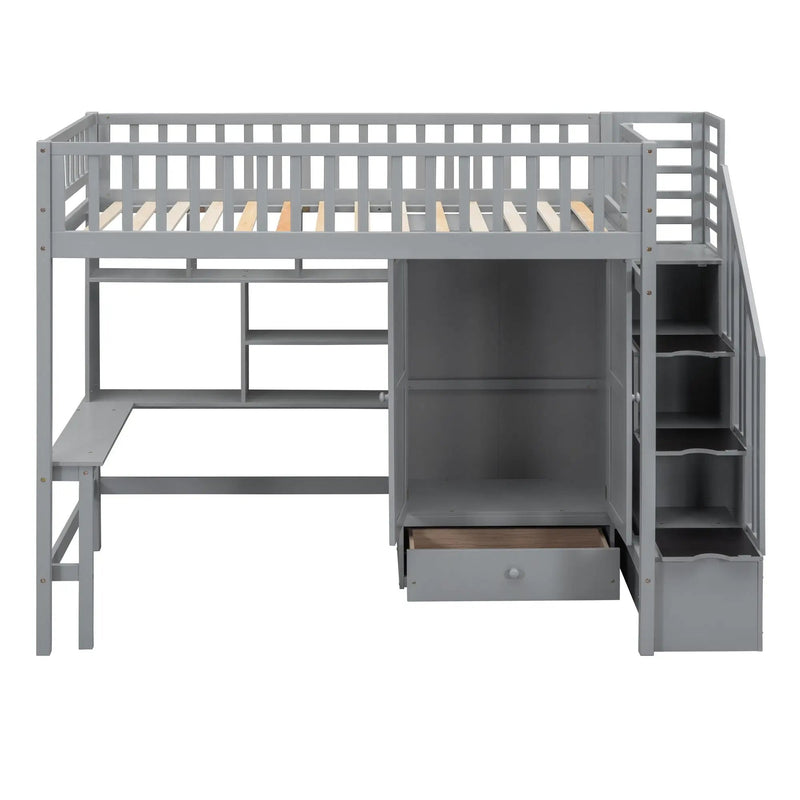 Loft Bed With Bookshelf, Drawers, Desk, And Wardrobe by HouseOfZazla