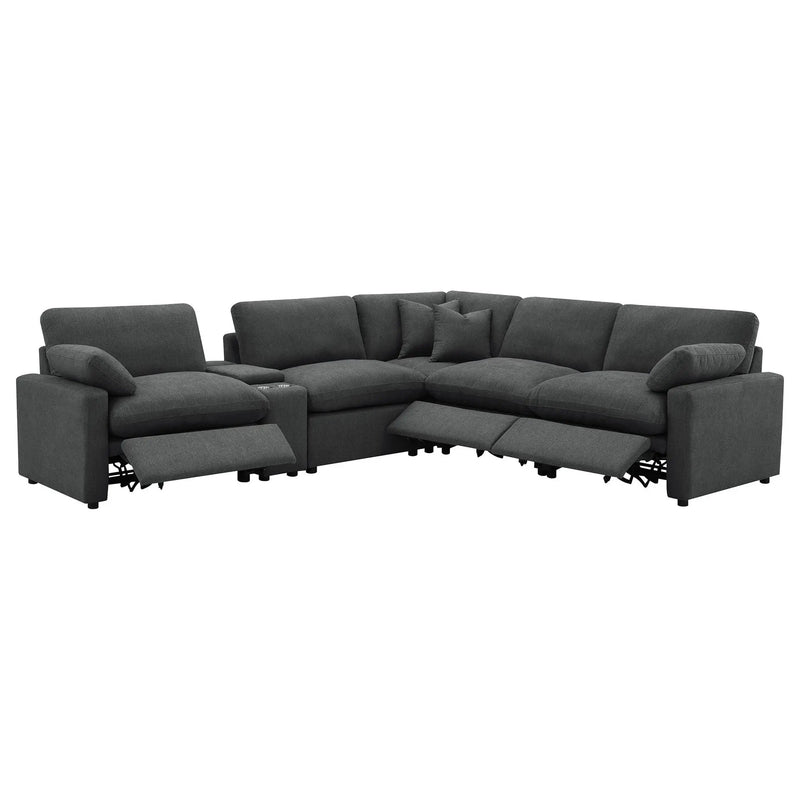 Hollander - 6 Piece Modular Power Reclining Sectional - Dark Gray