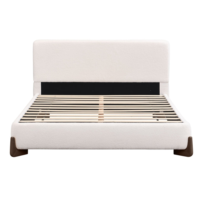 Queen Size Elegant Terry Upholstered Bed - White by HouseOfZazla