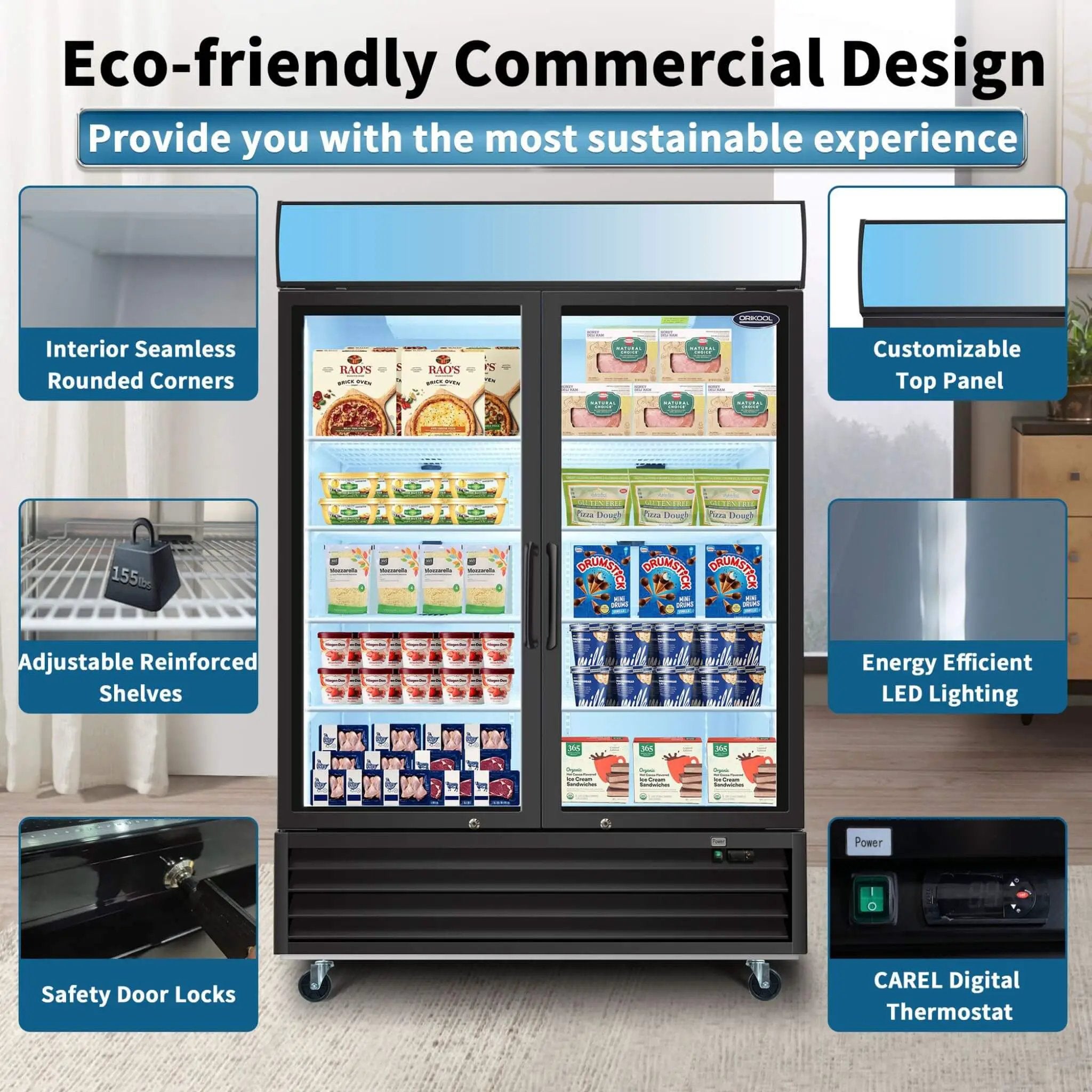 44.7 Cu.Ft Commercial Glass Door Merchandiser Freezer With LED Display (SAK39478) by SAKSBY WHOLESALE