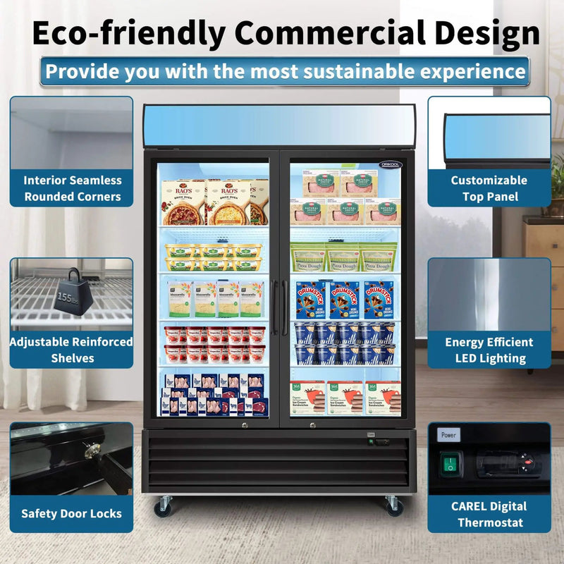 44.7 Cu.Ft Commercial Glass Door Merchandiser Freezer With LED Display (SAK39478) by SAKSBY WHOLESALE