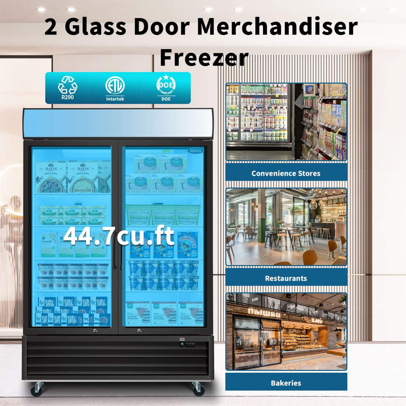 44.7 Cu.Ft Commercial Glass Door Merchandiser Freezer With LED Display (SAK39478) by SAKSBY WHOLESALE